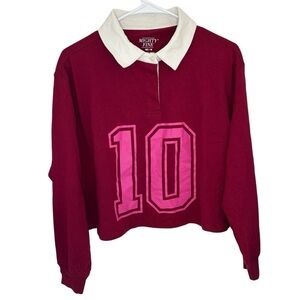 Target Mighty Fine Burgundy and Pink Women’s Polo Shirt Size Medium